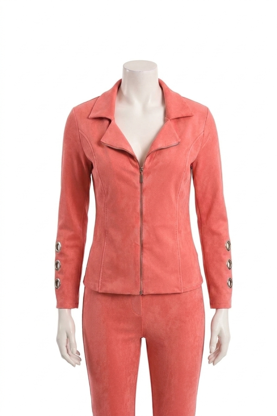 NEW FRENCH KYSS carter moto grommet jacket in coral